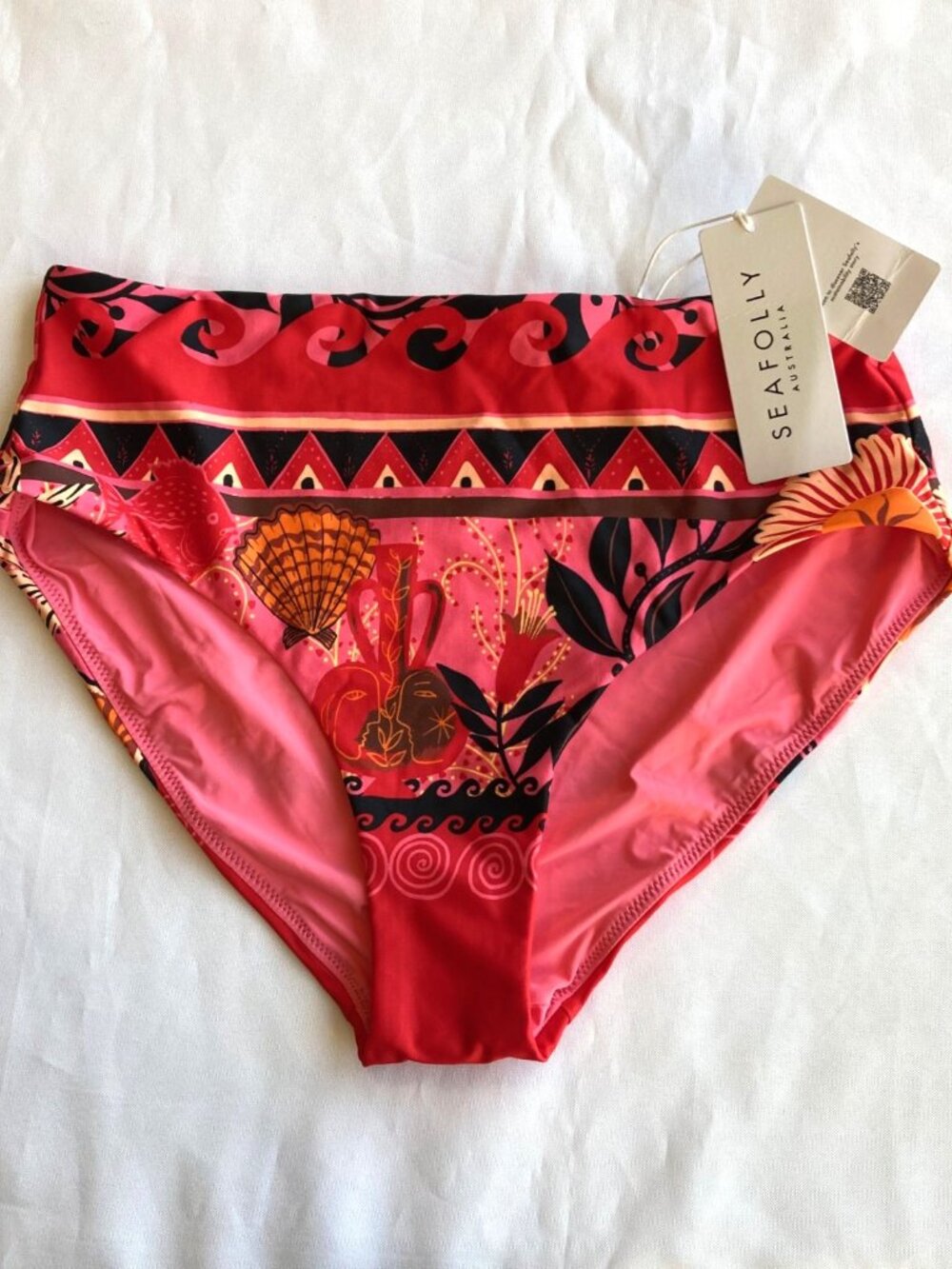 Seafolly Atlantis High Waisted Swim Bikini Bottom Womens US 8 Paradise Pink NWT - Picture 2 of 10